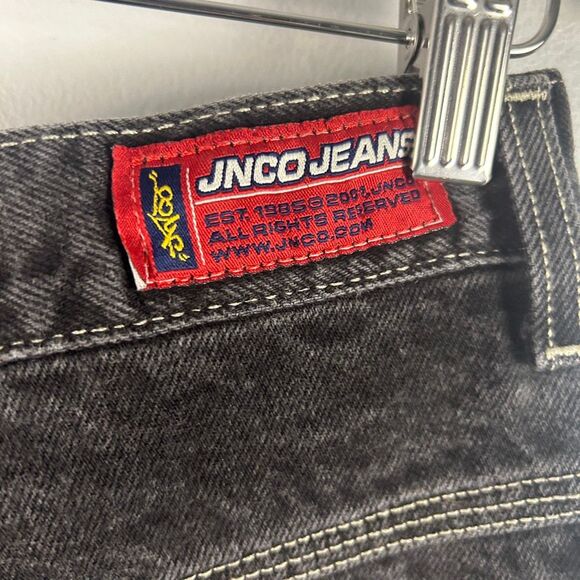 JNCO Rare VINTAGE 90s Y2K  Black Wide Leg Jeans 34W x 30L - Picture 5 of 8